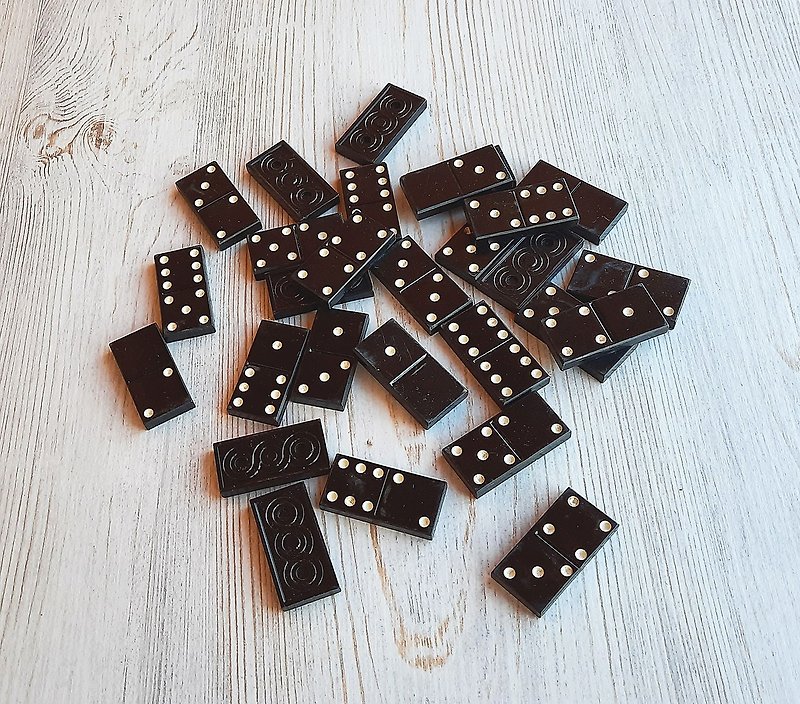 Black tiles Russian dominoes vintage - Soviet domino game USSR - Other - Other Materials Black