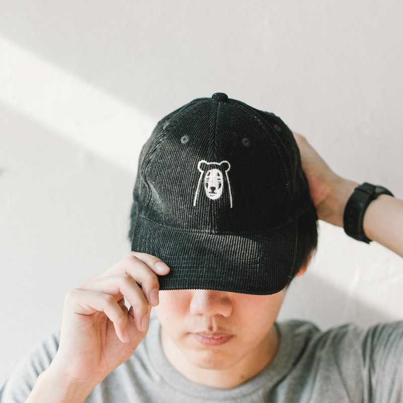 SPIRITED A BEAR,corduroy cap - 帽子 - 其他材質 黑色