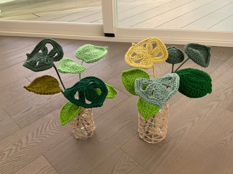 Turtle Taro Vase Knitted Handmade/Graduation Season Gift - ตกแต่งต้นไม้ - วัสดุอื่นๆ สีเขียว