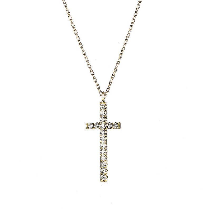 18K Gold Simple Cross Necklace - Necklaces - Precious Metals Gold