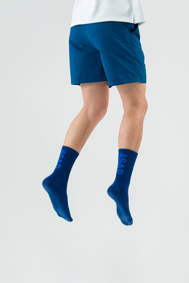 You better RUN socks No.2 combed cotton reinforced covering sports casual jacquard - Socks - Cotton & Hemp Blue