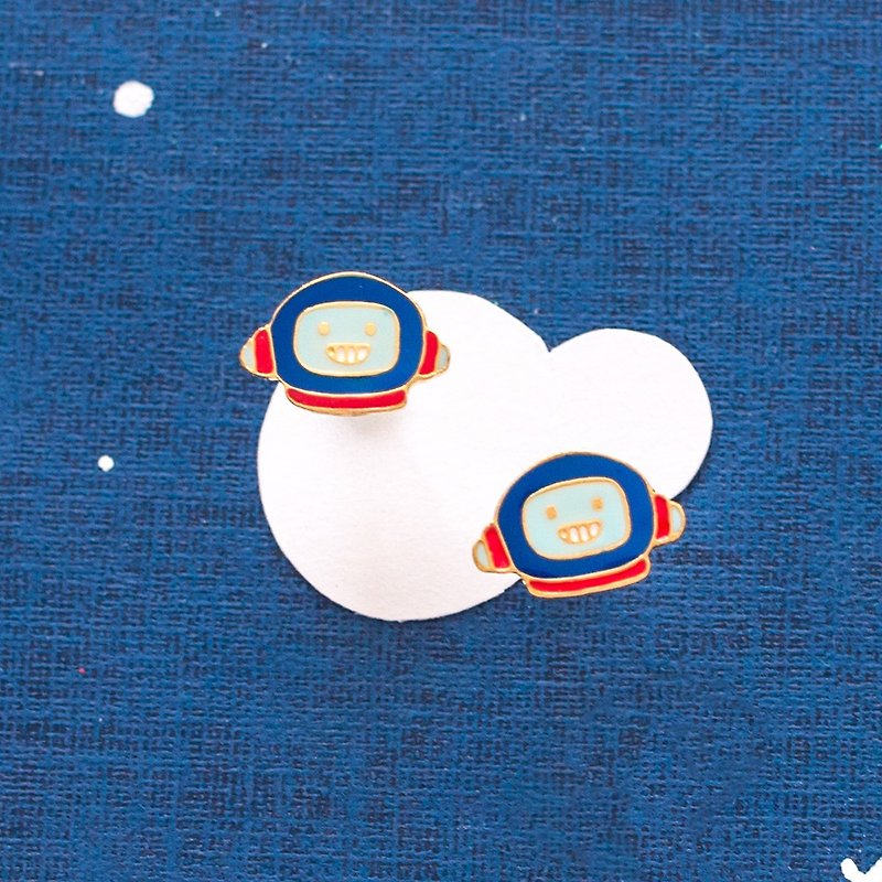 Astronaut mission handmade earrings - ต่างหู - วัตถุเคลือบ หลากหลายสี
