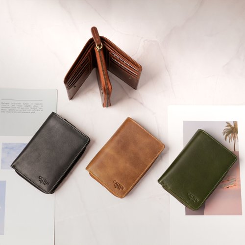 CALTAN DESIGN 【24hr快速出貨】匯心筆記式真皮短夾-075267 四色 中夾 皮夾