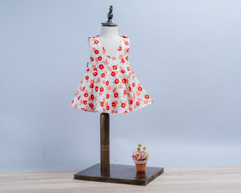 ディープVのスリングドレス - 竹のプラムブロッサム子供新生児の服 - スカート - コットン・麻 ピンク