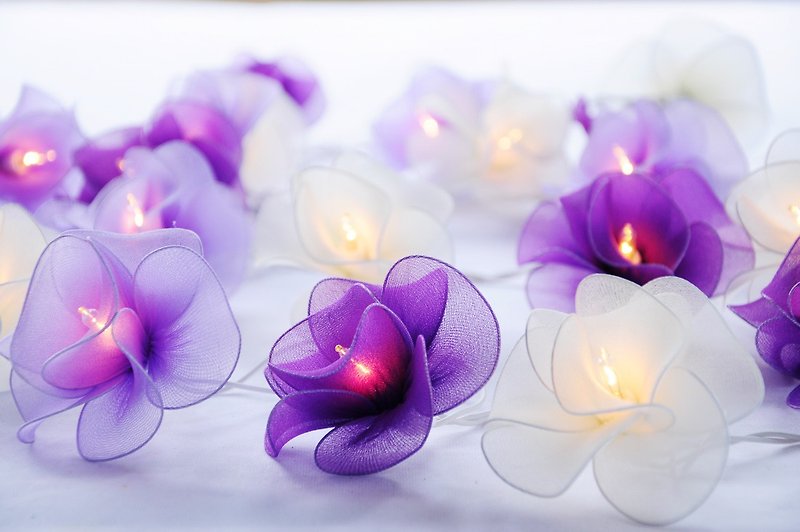20 Purple Flower String Lights for Home Decoration,Wedding,Party,Bedroom,Patio - 燈具/燈飾 - 紙 