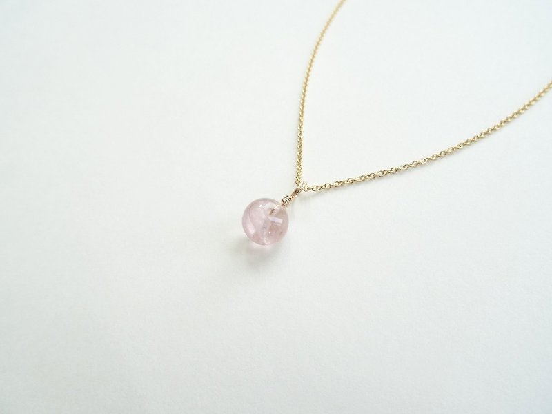 Tourmaline Disc Candy Pendant Dainty 14K GF Necklace - Cherry Blossom Pink - สร้อยคอ - เครื่องเพชรพลอย สึชมพู