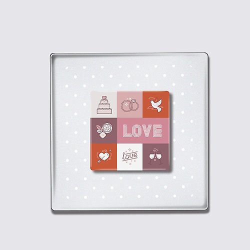 PRINT+SHAPE 壓克力 LED 婚禮邀請卡 方形粉色LOVE 含紙信封 結婚禮物 客製化