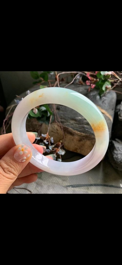 Good Morning Studio 冰種玉鐲 天然翡翠玉鐲 A玉 手鐲 玉鈪 • 冰種三彩翡翠福鐲