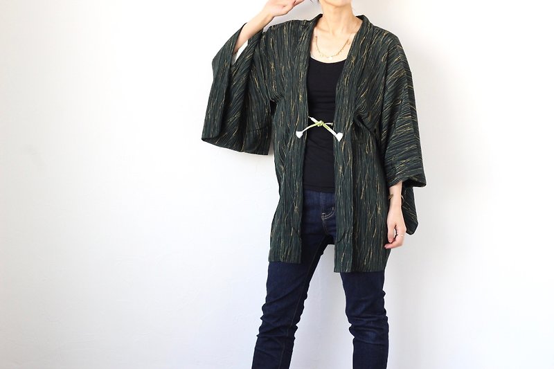 green kimono, Haori kimono, cardigan, wide sleeve /4183 - Women's Casual & Functional Jackets - Silk Green