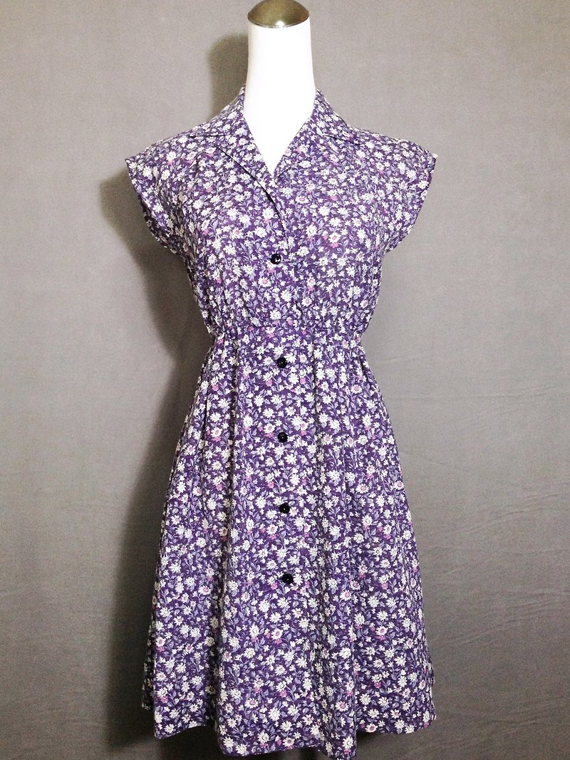 Ping-pong vintage [vintage dress / purple flowers sleeveless vintage dress] abroad back VINTAGE - One Piece Dresses - Other Materials Purple