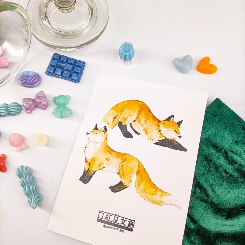 KR474_口紅堂明信片_紅狐8_candy1313588 postcard - 卡片/明信片 - 紙 多色