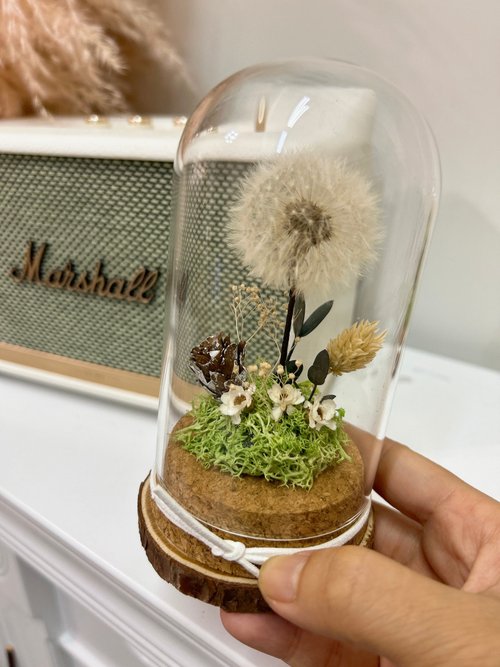 小金鈴花藝 Tinkerbell Flower 蒲公英魔法玻璃盅 永生花 乾燥花 生日禮物 畢業禮物 聖誕禮物