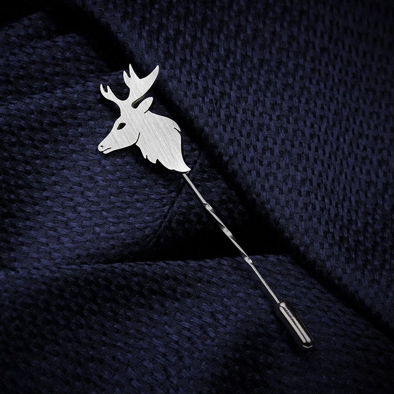 Deer Lapel Pin - Wedding Lapel Pin - Mens Lapel Pin - Custom Lapel Pin - Grooms Boutonniere - 領呔/呔夾 - 其他金屬 銀色