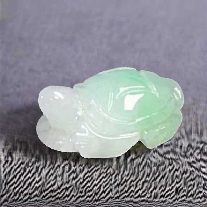 【吉祥‧長壽】冰種飄綠翡翠烏龜 | 天然緬甸玉翡翠A貨 | 送禮 - 擺飾/家飾品 - 玉石 綠色