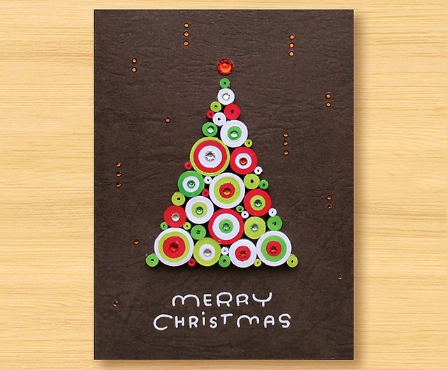 手作りのロール紙カード かわいい魔法陣のクリスマスツリー クリスマスカード ショップ Dddesign カード はがき Pinkoi