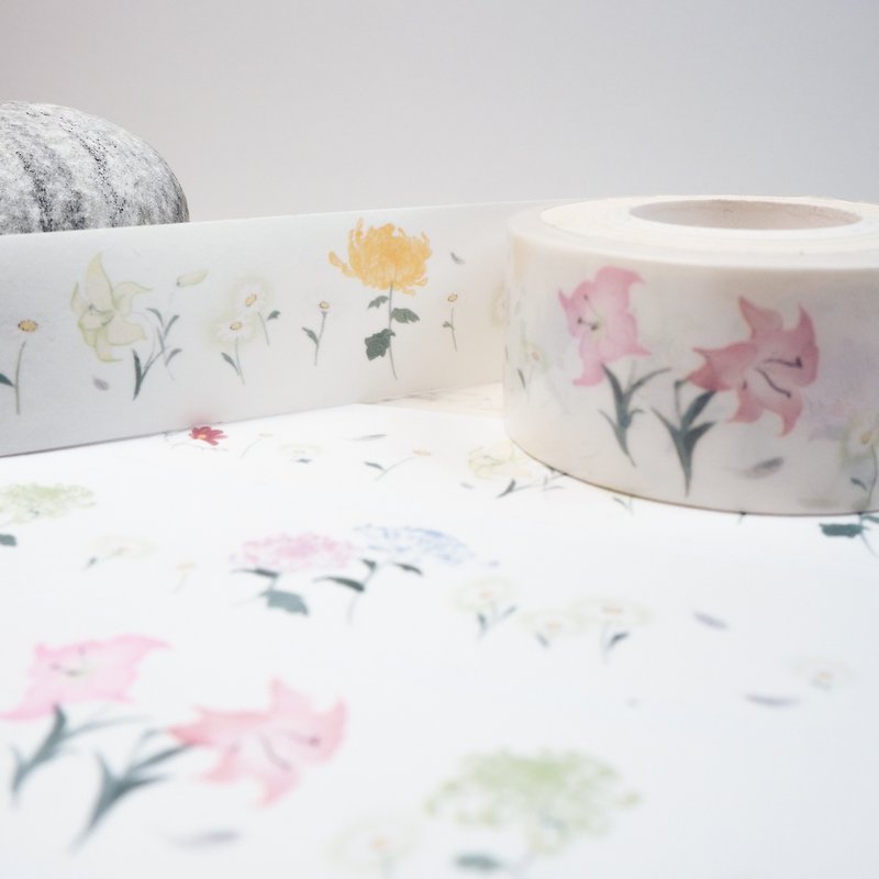 Elegant flowers | wild flowers | chrysanthemums | lilies | paper tape | gift giving - Washi Tape - Paper 