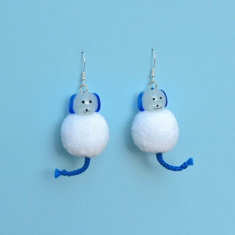 Funny animal earrings for puppies with raised tails - Earrings & Clip-ons - Other Materials Blue