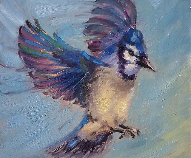 Blue Jay Art Print Birds Wall Art Watercolor Painting Decor 