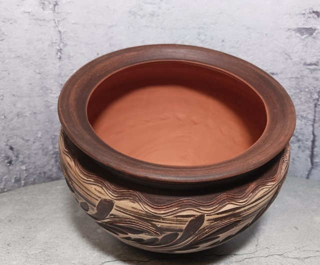 Ceramic cooking pot 1500ml Casserole with lid handmade red clay - Shop Red  Stone Pots & Pans - Pinkoi