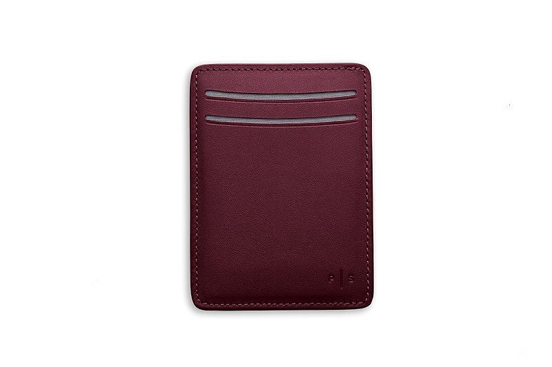 KAS Cardholder Wallet in Burgundy - 銀包 - 真皮 紅色