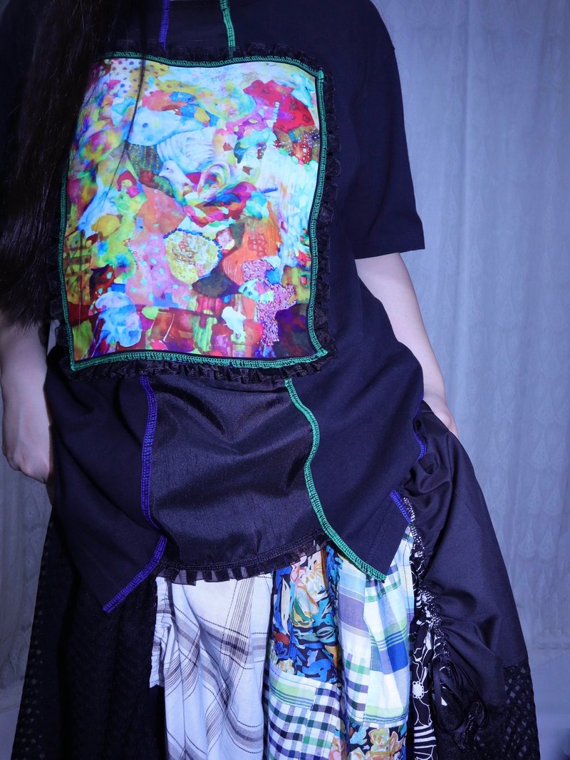 konoyonoharu聯名設計改造上衣9024MEIKEIIN原創設計手作 - 女上衣/長袖上衣 - 其他材質 黑色