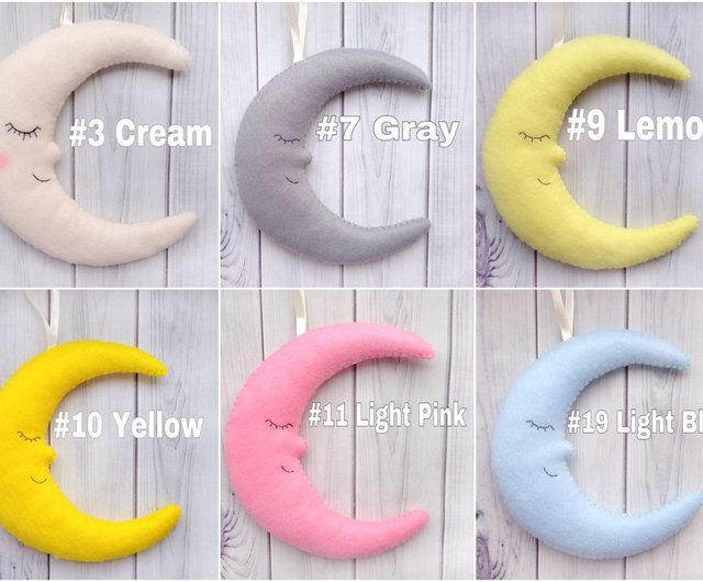 Felt Moon Mobile, Nursery Decor, Crib Mobile, Yellow White Pink