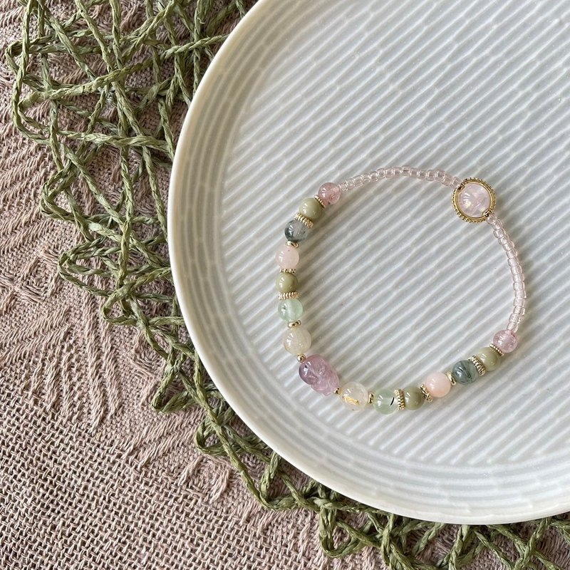 紫極光貔貅招財魅力彈性手鍊 - 手鍊/手環 - 水晶 