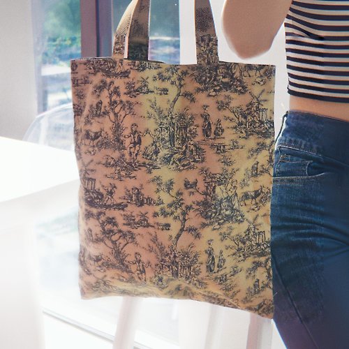 M&V Fashion Olivia Tote法式包包 純棉 奶油色 手提袋 大容量 日常休閒氣質