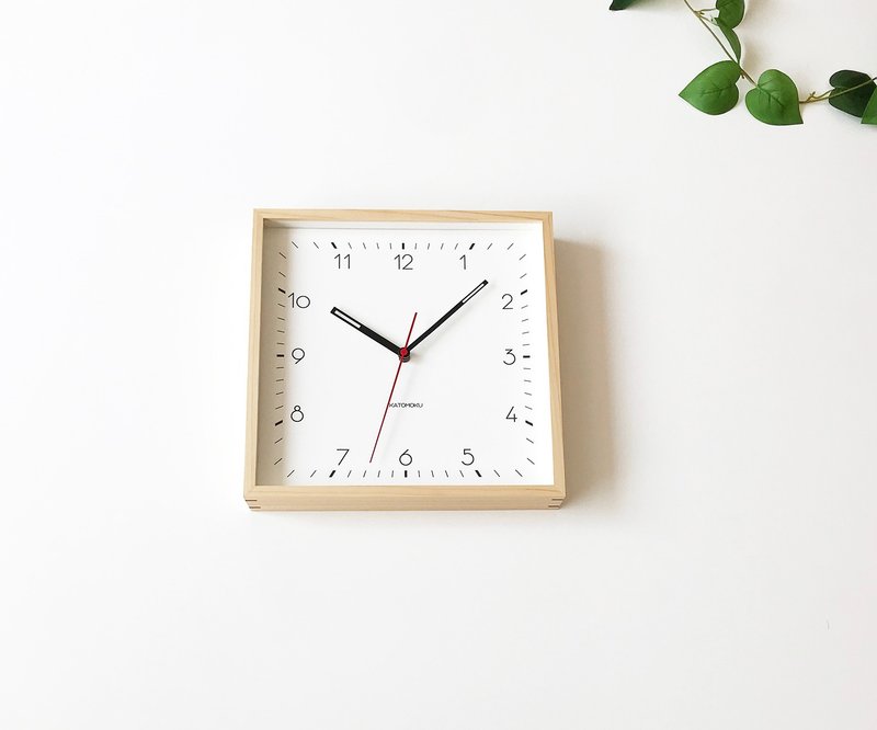 KATOMOKU square clock 3 natural (km-114NA) wall clock  made in japan - นาฬิกา - ไม้ สีกากี