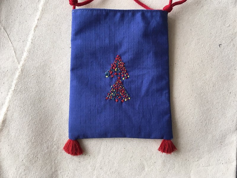 Tassel sparkle bag/ hand-made cloth bag - กระเป๋าแมสเซนเจอร์ - ผ้าฝ้าย/ผ้าลินิน สีน้ำเงิน