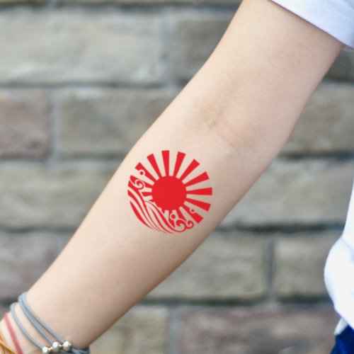 OhMyTat OhMyTat 紅日本旭日初升的太陽 刺青圖案紋身貼紙 (2張)