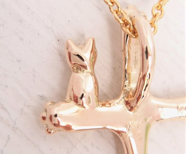 K10 Cat necklace riding a cross - Shop Cat accessories ci pu