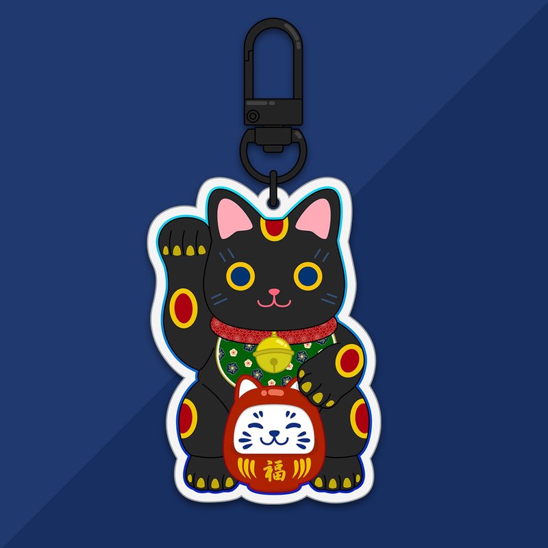 Lucky Cat Keychain (Black) - Charms - Acrylic Black