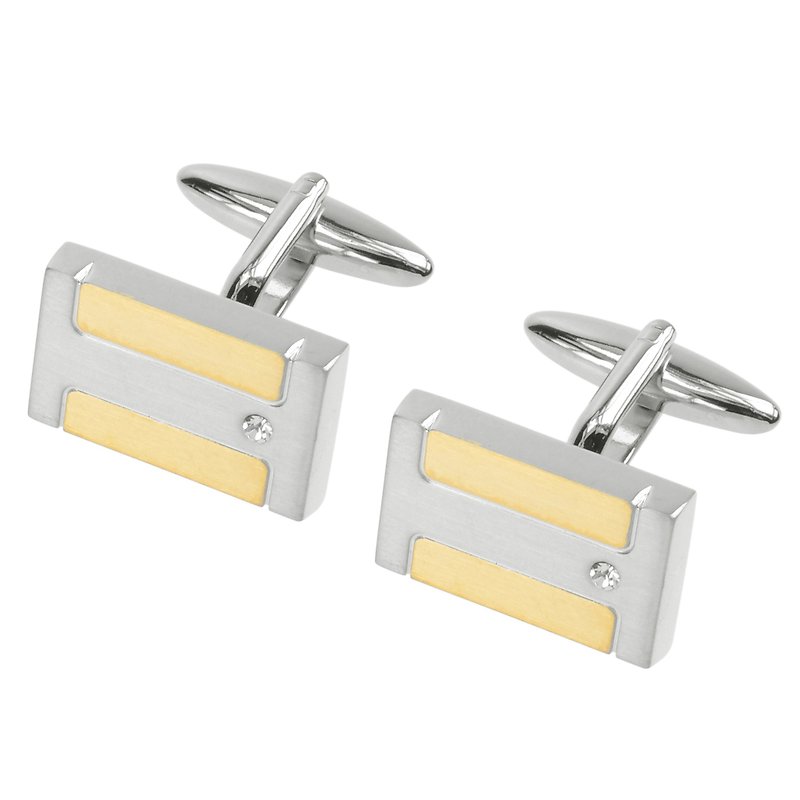 Brushed Rhodium and Gold Crystal Cufflinks - Cuff Links - Other Metals Multicolor