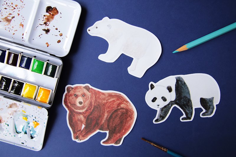 Panda Polar Bear Brown Bear Luggage Stickers/Planner Window Laptop - สติกเกอร์ - วัสดุอื่นๆ 