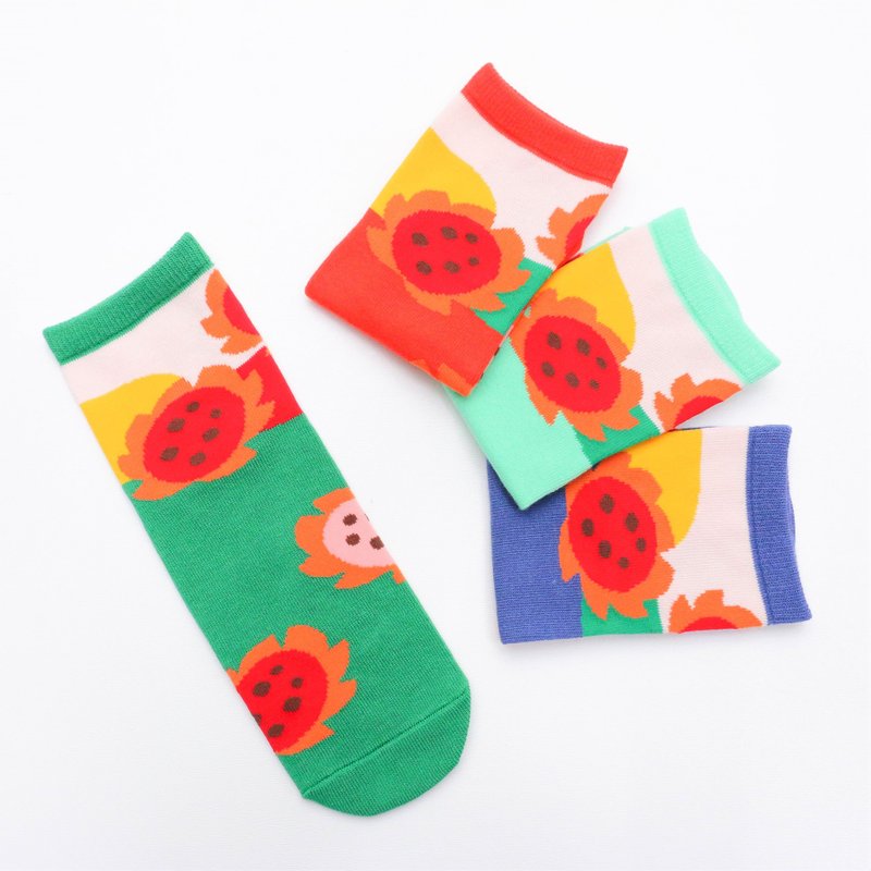 Hot Red Year of the Dragon Parent-Child Socks (artist joint model) | 4 colors - Socks - Cotton & Hemp Multicolor