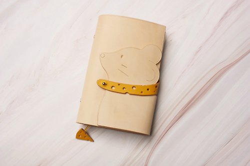 懂皮製造社 原創奶酪可愛鼠年側影芝士洞洞客製真皮純手工設計手賬活頁筆記本