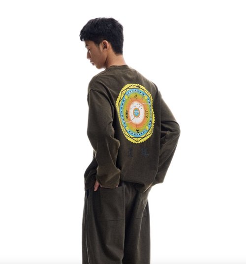 CONP: Citizen of No Place 美式復古 道理曼陀羅 刺繡洗褪長袖上衣