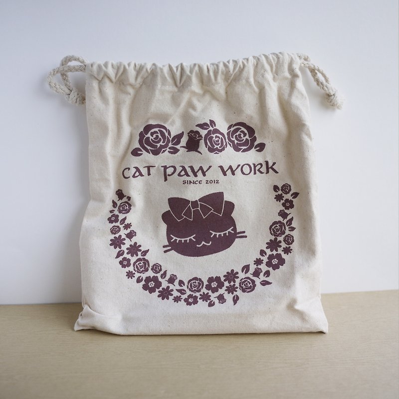 猫の手で作られた綿の布ビームポートパッケージ - ポーチ - コットン・麻 ホワイト