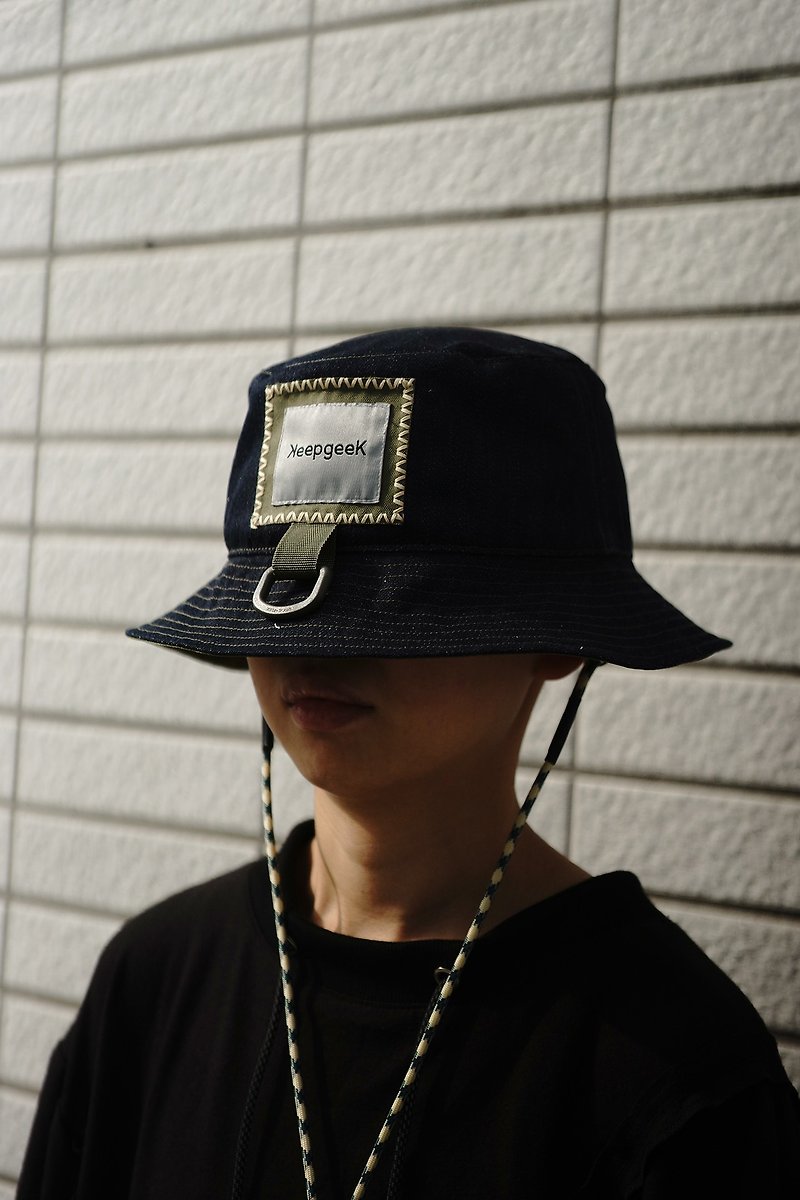 KeepgeeK Stranger Sewing House / Designer Denim Sunshade Fisherman Hat Bucket Hat - หมวก - ผ้าฝ้าย/ผ้าลินิน 