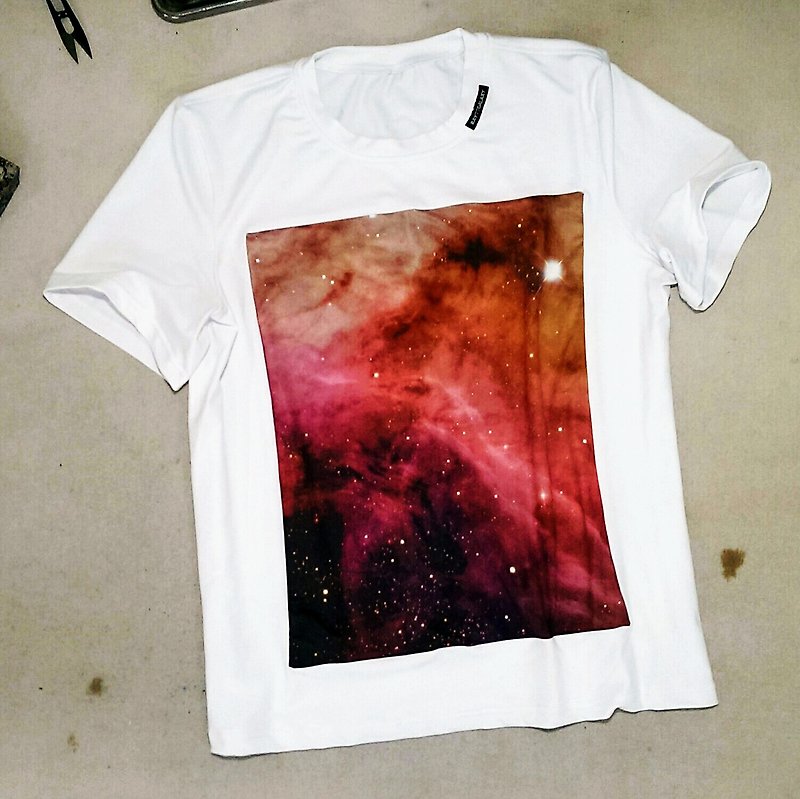 拼接銀河超彈性修身T恤(男) Ray77 Galaxy - T 恤 - 聚酯纖維 白色