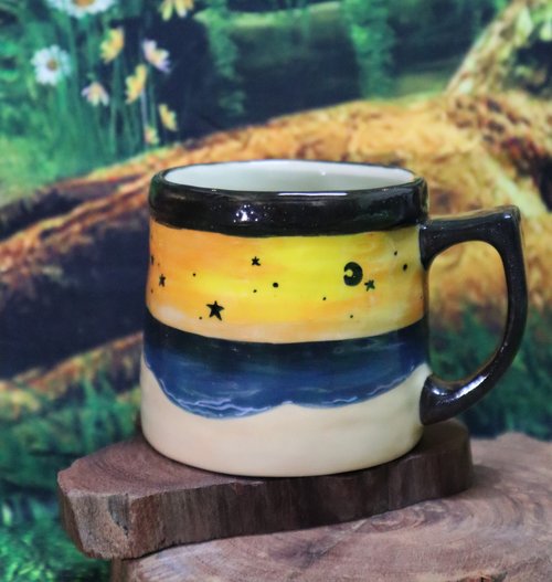 Handmade ceramic mug with witch cat design and a super cute magic broom -  Shop cher's pottery Mugs - Pinkoi