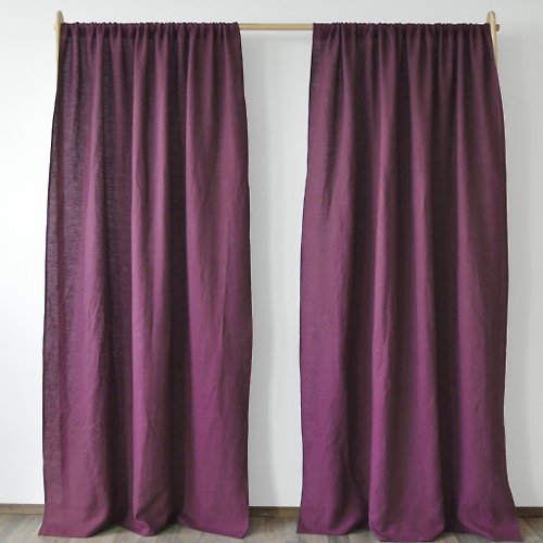True Things Burgundy regular and blackout linen curtains / Custom curtains / 2 panels