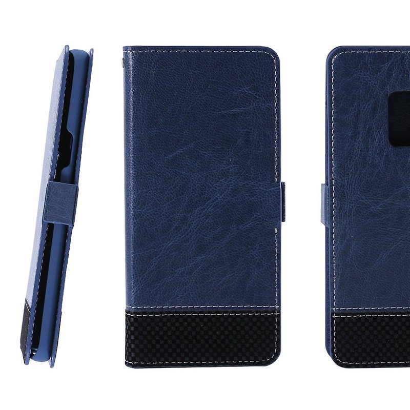 CASE SHOP Samsung Galaxy S9 Plaid Side Leather Case - Blue (4716779659382) - เคส/ซองมือถือ - หนังเทียม สีน้ำเงิน