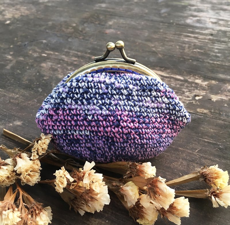 Mama の hand-woven mouth gold package - gradient lavender color / bronze small mouth gold package / purse - Coin Purses - Cotton & Hemp Purple