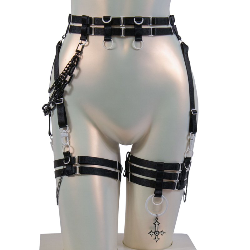 Dragon Garter Belt Silver Black - 其他 - 其他材質 黑色
