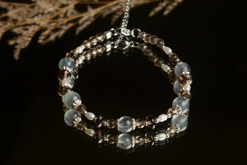 [Shenshan Crystal Mine] Stone Citrine Pearl Bracelet/ Stone/Citrine/Pearl - Bracelets - Crystal Blue