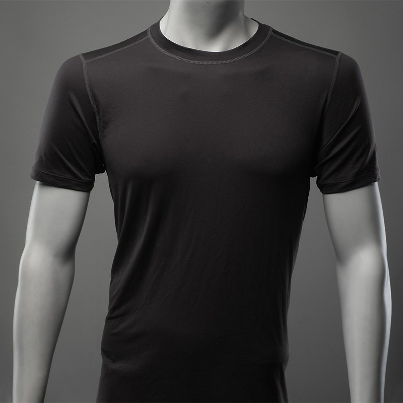 Men's Tops - Graphene Constant Temperature Spandex Perspiration-wicking Men's Underwear - Short Sleeves - Lightweight - Machine Washable - เสื้อยืดผู้ชาย - ไฟเบอร์อื่นๆ สีดำ