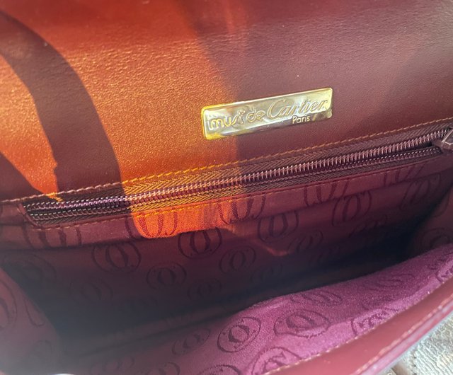 美品 Cartier カルティエ ヴィンテージレッドクラッチバッグ クロス