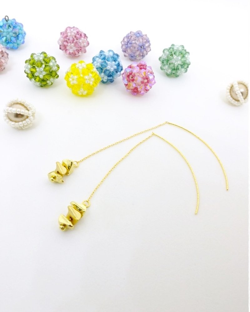 金色長耳環 Long Long Gold Earrings (E1501) - 耳環/耳夾/耳骨夾 - 其他金屬 金色